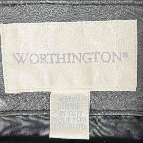 Vintage 90s Worthington Women’s Leather Jacket Blazer Career Classic Black Sz M - Picture 8 of 10